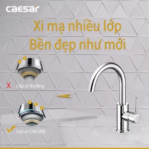 Vòi lavabo CAESAR B530CU cổ cao nóng lạnh 7 Voi lavabo CAESAR B530CU co cao nong lanh 5