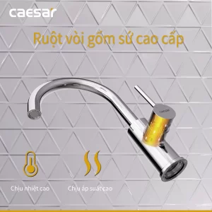 Vòi lavabo CAESAR B530CU cổ cao nóng lạnh 5 Voi lavabo CAESAR B530CU co cao nong lanh 7