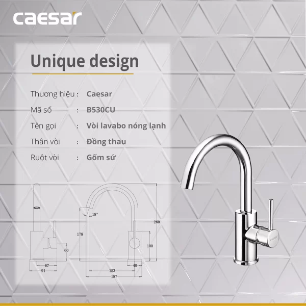 Voi lavabo CAESAR B530CU co cao nong lanh 8